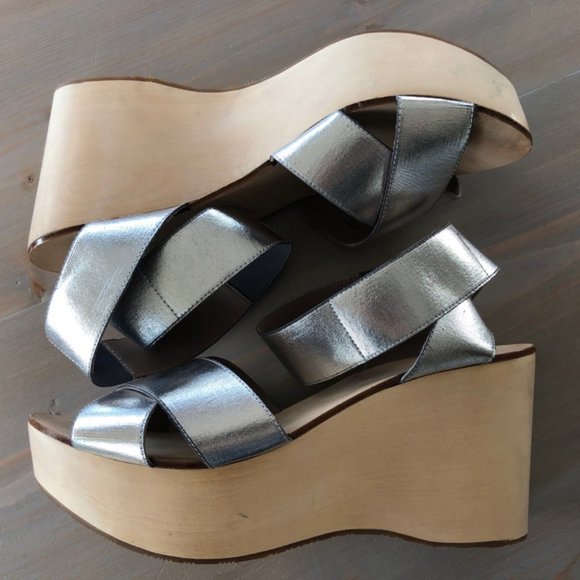 Belle Sigerson Morrison Silver Platform Sandals - Picture 8 of 9